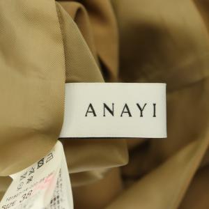 ANAYI ダブルクロスジャンスカワンピース ロング ノースリーブ Vネック ベルト付き 38 キャメル