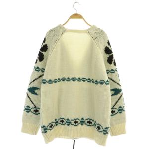 GRACE CONTINENTAL 22AW ノーカラーカウチン ニット カーディガン ジップアップ オーバーサイズ 厚手 ウール混 長袖 36 オフホワイト