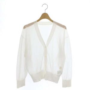 23SS シアー Vネックカーディガン 長袖 薄手 36 白 ホワイト