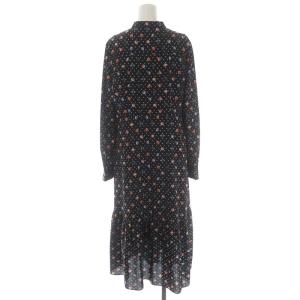 Diagram GRACE CONTINENTAL 23SS シャツワンピース ロング 長袖 レース 総柄 バンドカラー ティアード 36 黒 ブラック マルチカラー