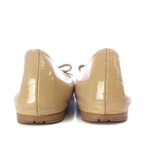 PRADA バレエシューズ パンプス フラット リボンモチーフ エナメルレザー 35.5 22.5cm ベージュ