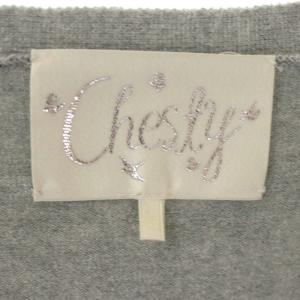 Chesty フラワー刺繍カーディガン ニット 長袖 Vネック ビジュー パール アンゴラ混 F グレー マルチカラー