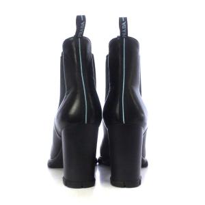 PRADA サイドゴアブーツ ショート ハイヒール レザー 35.5 22.5cm 黒 ブラック