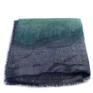 BVLGARI スカーフ ストール 大判 青 ブルー 緑 グリーン