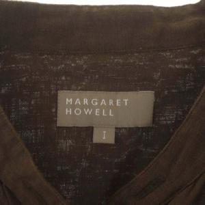 MARGARET HOWELL 22SS PLAIN LINEN シャツ 七分袖 八分袖 前開き リネン 1 茶色 ブラウン