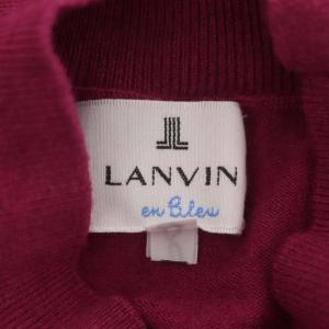 LANVIN en Bleu フロントリボンニット カットソー 長袖 ボトルネック ウール混 38 ピンクパープル