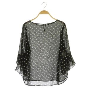 ドットブラウス 七分袖 シアー プルオーバー 38 黒 ブラック ベージュ