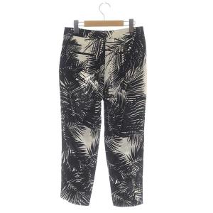 Theory ボタニカルシアーパンツ テーパード クロップド ジッパーフライ 0 オフホワイト 黒 ブラック