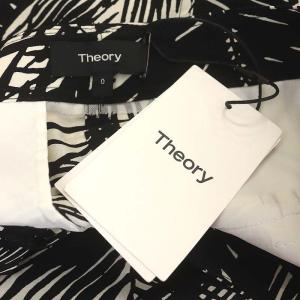 Theory ボタニカルシアーパンツ テーパード クロップド ジッパーフライ 0 オフホワイト 黒 ブラック