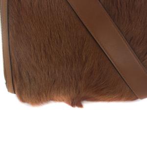 TORY BURCH ARTHUR FUR BRIEFCASE ハンドバッグ ショルダーバッグ 2way レザー 茶色 ブラウン