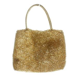 ANTEPRIMA ミニハンドバッグ ワイヤーバッグ ビーズ リボン ゴールド色