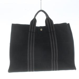 HERMES フールトゥMM キャンバス トートバッグ ハンドバッグ 黒 ブラック