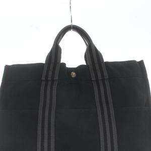 HERMES フールトゥMM キャンバス トートバッグ ハンドバッグ 黒 ブラック
