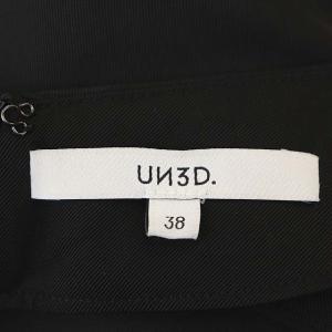 UN3D. フリンジノースリーブワンピース ロング Vネック メッシュ 38 黒 ブラック