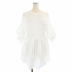 22AW SOMELOS レイヤーライク PULLOVER プルオーバー チュニック 七分袖 ギャザー 切替 38 白 ホワイト