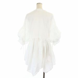 ENFOLD 22AW SOMELOS レイヤーライク PULLOVER プルオーバー チュニック 七分袖 ギャザー 切替 38 白 ホワイト