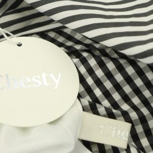 Chesty 22SS ドッキングキャミワンピース ロング ストライプ ギンガムチェック カットワーク 1 黒 白 ブラック ホワイト