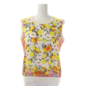 Chesty フルーツフラワー アンサンブル ニット カーディガン 長袖 ノースリーブ 切替 F 白 マルチカラー