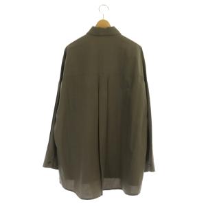 EVERYDAY I LIKE 21SS ワイドシャツ 長袖 胸ポケット コットン 茶 ブラウン