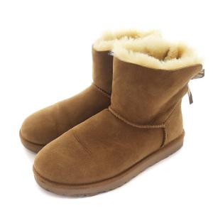 UGG australia MINI BAILEY BOW ムートンブーツ シープスキン リボン USA8 25.0cm 茶 ブラウン 1005062
