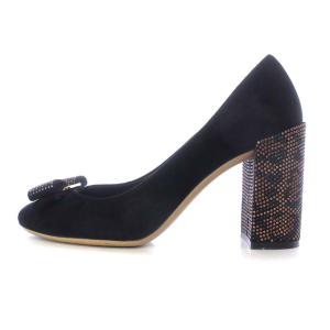 Salvatore Ferragamo VARA85 パンプス チャンキーヒール ヴァラ リボンモチーフ スタッズ スエード 24cm