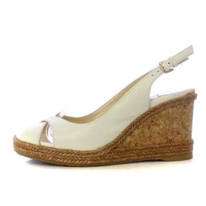 JIMMY CHOO アメリー AMELY サンダル ウエッジソール コルク ストラップ レザー 36 23cm 白 ホワイト