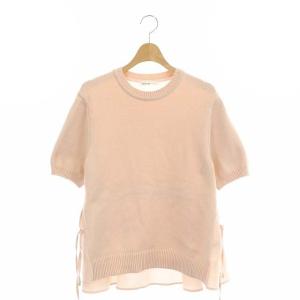 前後切り替え ショートスリーブ ニット セーター カットソー 半袖 ピンク 40886