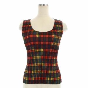 チェックカットソー ノースリーブ プリーツ プルオーバー 3 マルチカラー