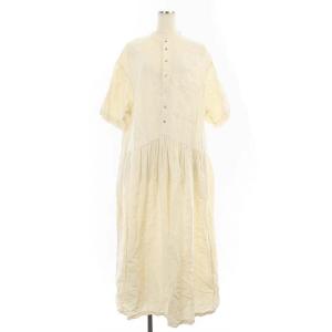 nest Robe 22SS リネン近江晒シャツワンピース ロング 半袖 F アイボリー