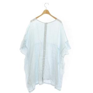 nest Robe 21SS リネンフリルスリーブチュニック ブラウス 半袖 F 水色 ライトブルー