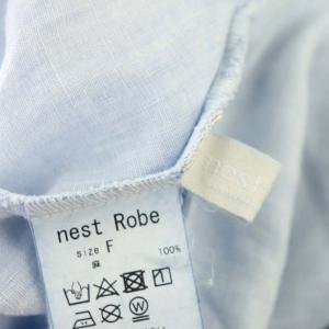 nest Robe リネンピグメントダイキュロットパンツ ロング フレア ギャザー F 水色 ライトブルー