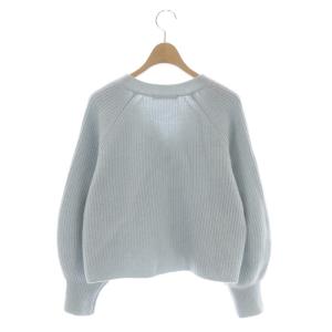 ANAYI 22AW ウールカシミヤ片畦Vネックカーディガン ニット 長袖 クロップド 38 ライトブルー