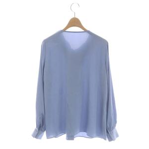 ANAYI 22AW サテンアムンゼンラッフルタイブラウス 長袖 前開き 38 ライトブルー