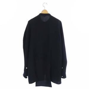 ENFOLD 23SS RAMDOM SLIT BLOUSE ブラウス シャツ バンドカラー 長袖 38 濃紺 ネイビー
