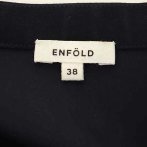 ENFOLD 23SS RAMDOM SLIT BLOUSE ブラウス シャツ バンドカラー 長袖 38 濃紺 ネイビー