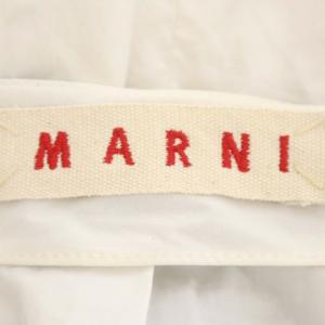MARNI 総柄タックスカート フレア 膝丈 40 白 グレー 紺