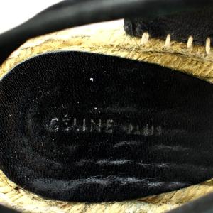 CELINE Scratch sandal wedge サンダル エスパドリーユ ウェッジソール ベルベット 38 25cm  黒 ブラック