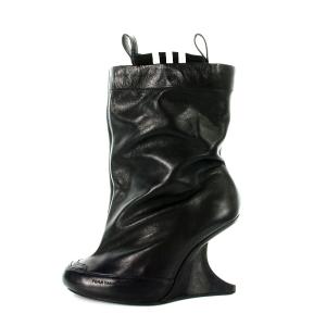 Y-3 ヨウジヤマモト SPORT STYLE ショートブーツ ウェッジソール レザー 23.5cm 黒 ブラック 668843