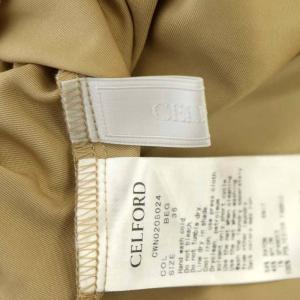 CELFORD ドッキングAラインニットワンピース 膝丈 長袖 切替 36 ベージュ