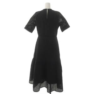CELFORD コットンエンブレースワンピース ロング 五分袖 38 黒 ブラック