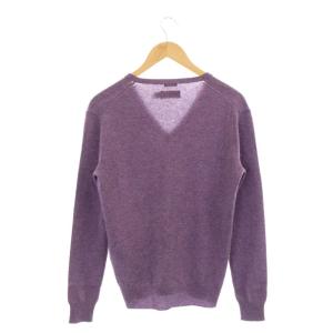 POLO RALPH LAUREN Vネックニット セーター 長袖 ロゴ刺繍 カシミヤ S 紫 パープル 紺 ネイビー