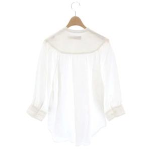 POLO RALPH LAUREN リネンシャツ ブラウス 八分袖 バンドカラー プルオーバー 2 白 ホワイト