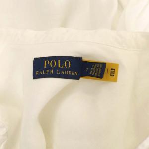 POLO RALPH LAUREN リネンシャツ ブラウス 八分袖 バンドカラー プルオーバー 2 白 ホワイト