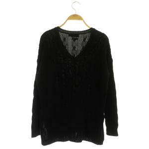 POLO RALPH LAUREN ケーブルニット セーター コットン Vネック 長袖 S 黒 ブラック