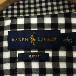 RALPH LAUREN ボタンダウンシャツ ギンガムチェック BD 長袖 8 黒 白 ブラック ホワイト