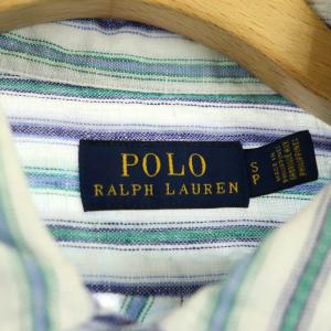 POLO RALPH LAUREN リネンシャツ ストライプ 長袖 SP 白 ホワイト マルチカラー