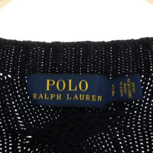POLO RALPH LAUREN ケーブルニット セーター コットン ワッペン 長袖 SP 紺 ネイビー