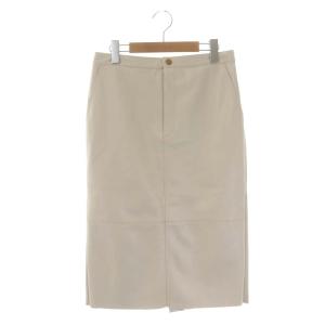 22AW  フェイクレザータイトスカート ロング タック 38 ライトベージュ