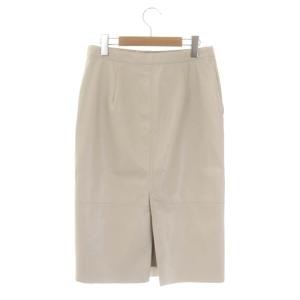 IENA 22AW  フェイクレザータイトスカート ロング タック 38 ライトベージュ