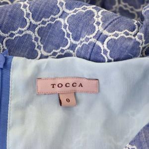 TOCCA 21AW 洗える LACE CLOVER ドレス ワンピース ロング 半袖 刺繍 0 青 白 ブルー ホワイト